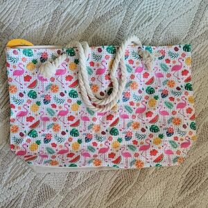 Colorful Flamingo Beach Tote